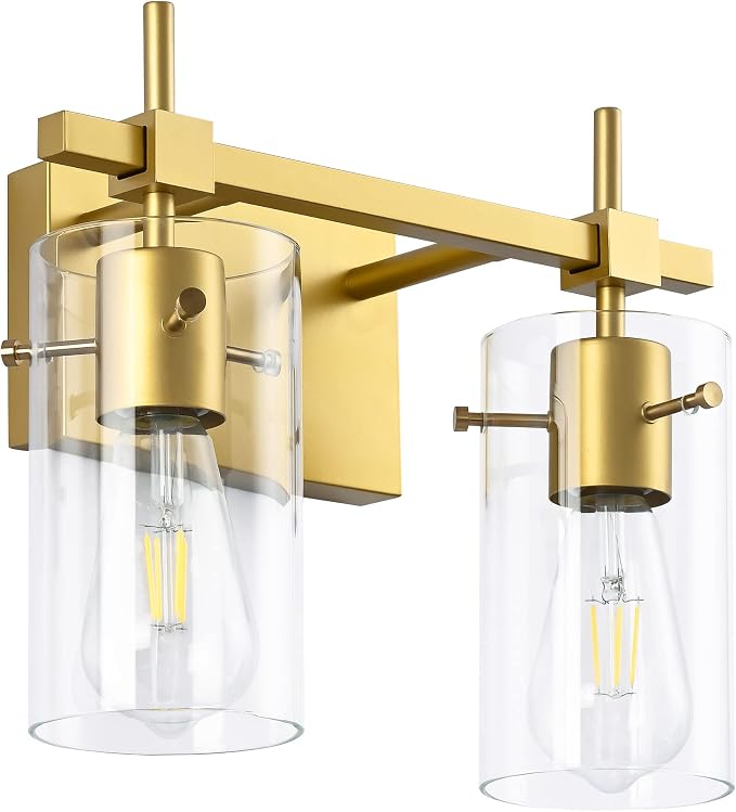 SOLFART Gold Bathroom Light Fixtures 2 Light Wall Light Fixtures Bathroom by SOLFART