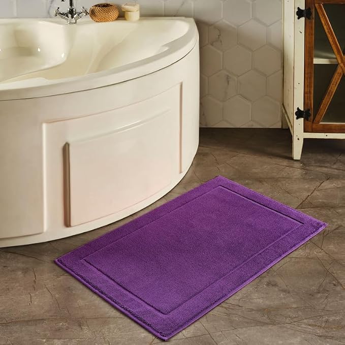 Hawmam Linen Purple Bath Mats, 21 x 34 inches, Banded Design, Highly Absorbent - Image 5