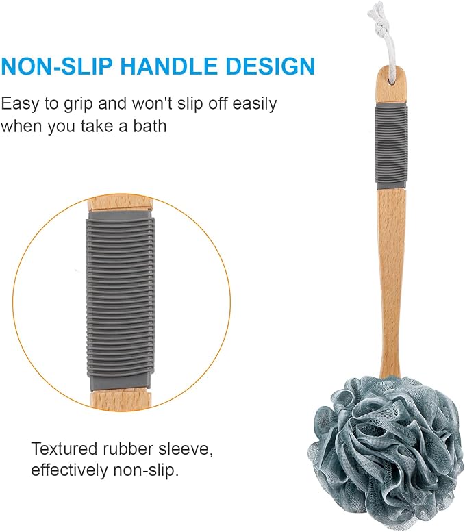 AmazerBath Shower Sponge Loofah Back Scrubber, PE Soft Mesh Loofah Body Scrubber - Image 3
