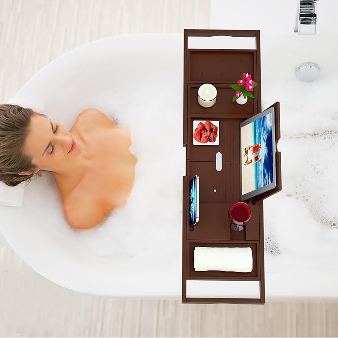 Premium Bamboo Bathtub Caddy Tray - Image 3