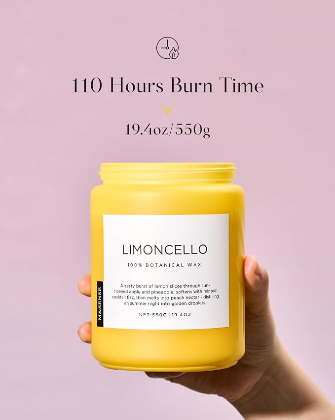 M&SENSE Limocello Summer Scented Candle, 19.4oz 110 Hours Long Burning Time - Image 3
