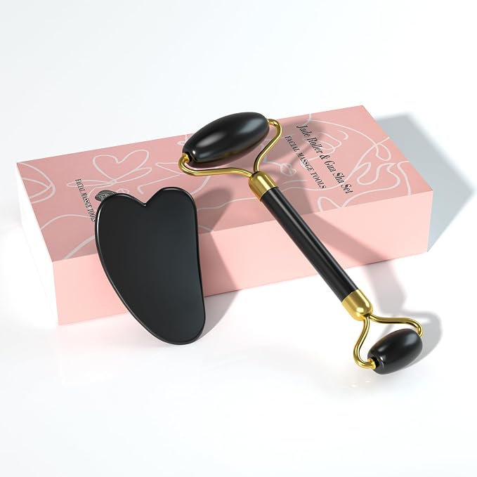 Jade Roller Gua Sha Set Facial Massager by YLTNEUQER