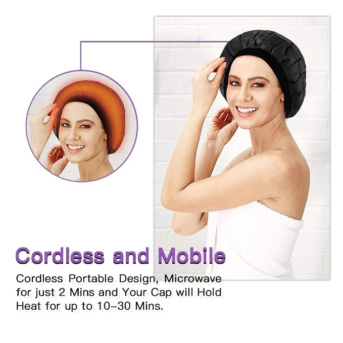 Deep Conditioning Heat Cap Cordless 100% Natural Cotton Flaxseed Seed Interior - Image 4