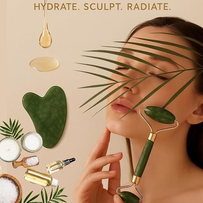 Gua Sha Facial Tool and Jade Roller Set –Anti-Aging Tools - Image 4