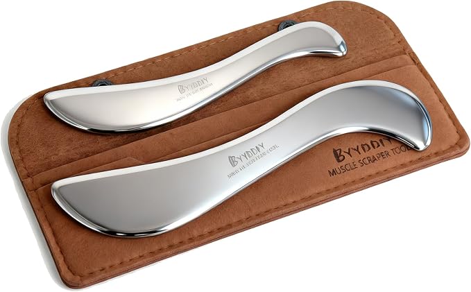 BYYDDIY Large and Small Set, Stainless Steel Gua Sha Muscle Scraper Tool by BYYDDIYMuscleScraperTools