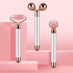 3-IN-1 Electric Jade Roller 3D Roller Facial Roller & Face Massager, Rose Quartz - Image 9