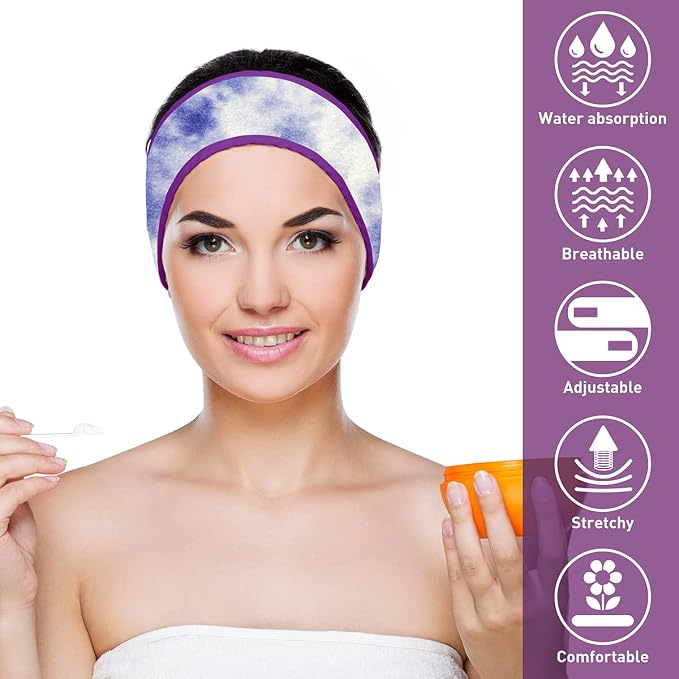 Denfany Spa Facial Headband 4 Pack Ultra Soft Adjustable Skincare - Image 5
