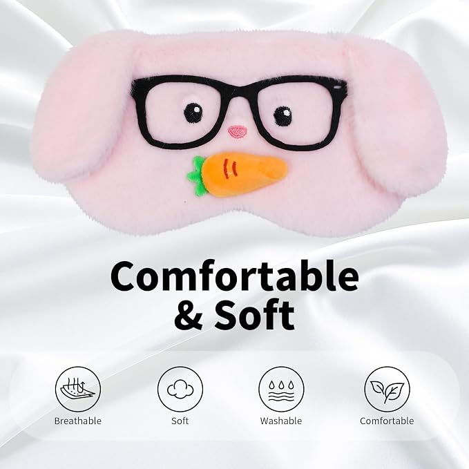 PERFECTSIGHT Sleep Eye Masks, Cute Plush Sleep Eye Cover Lightweight Adjustable - Image 2