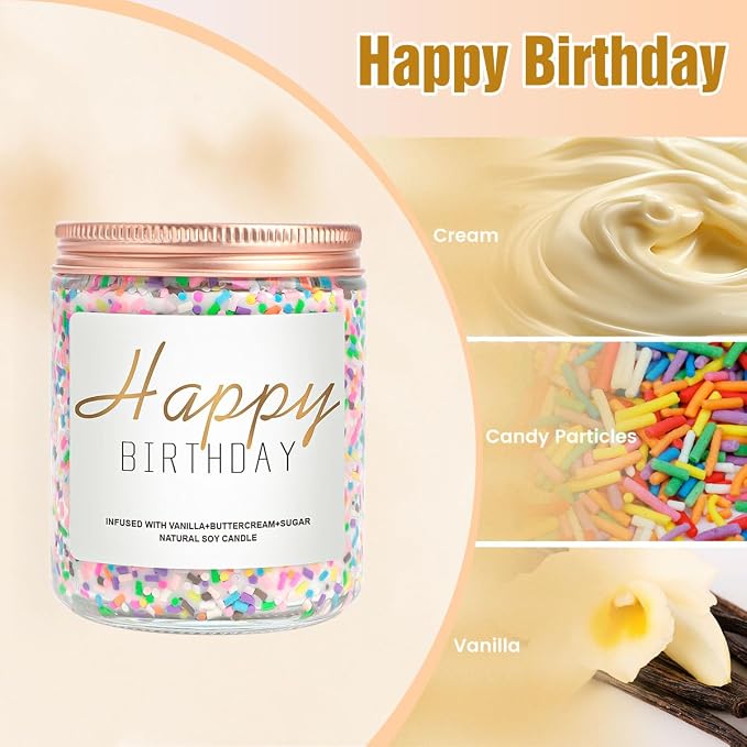 Candles for Birthday, Vanilla Cream Scented Candle 7OZ, Happy Birthday Candle - Image 2