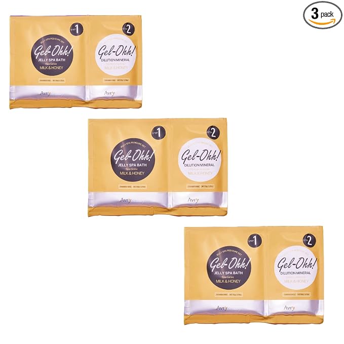 AVRYBEAUTY Gel-Ohh Jelly Spa Bath 3 pack, Milk And Honey Scented, Jelly Pedicure by AVRYBEAUTY