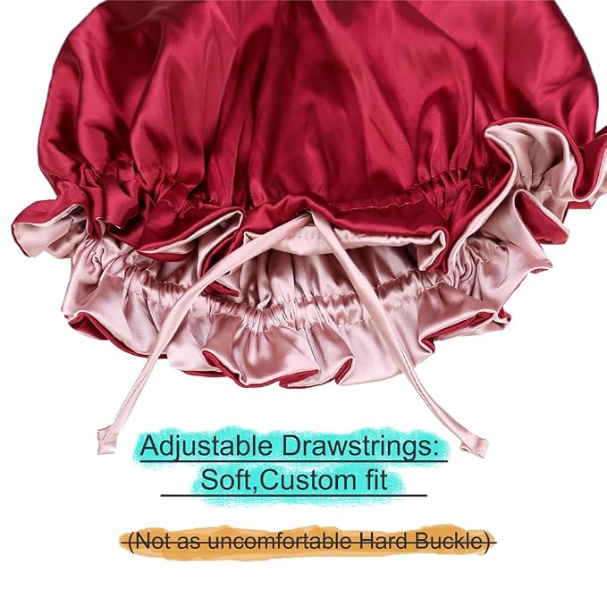 Adjustable Silk Satin Bonnet Hair Care Caps - Image 3
