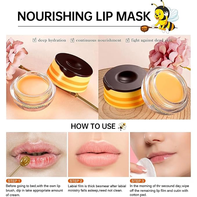 6PCS Bee Lip Balm Honey Pot Set, Moisturizing Propolis Mask, Hydrating - Image 8