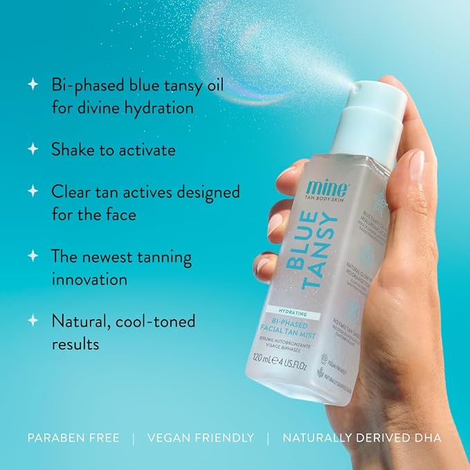 Minetan Clear Face Tan Mist | Blue Tansy Oil Infused Facial Self Tanning Spray - Image 3
