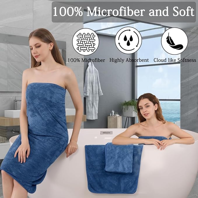 8-Piece Navy Bath Towels Set, 2 Oversized Large Bath Towels Sheet, 2 Hand - Image 3