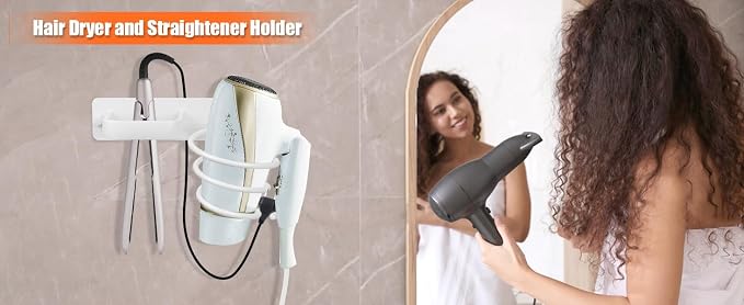 YUET Hair Dryer Holder Hairdryer Station Wall Mounted Shelf Bracket - Image 8