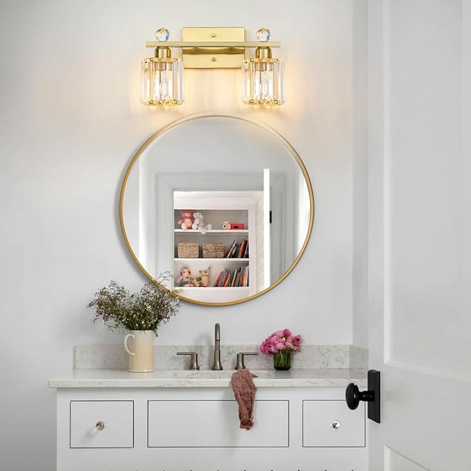 2-Light Gold Bathroom Light Fixtures, Modern Bathroom Vanity Lights Fixture - Image 5