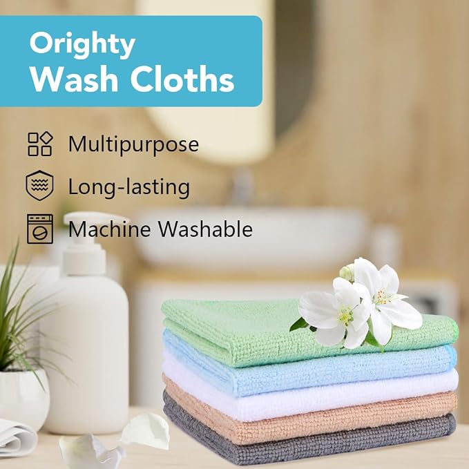 Orighty Washcloths, 5 Pack Microfiber Face Towels, Highly Absorbent and Soft - Image 6