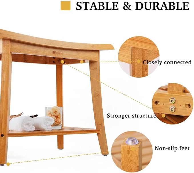 Unibambou Bamboo Shower Bench - Image 5