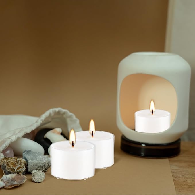 Set of 50 White Scented Tealight Candles Bulk, Vanilla Fragrance Wax - Image 6