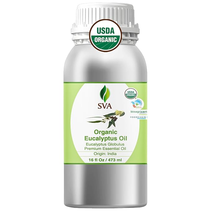 SVA Eucalyptus Essential Oil Organic – 16 Fl Oz – 100% Natural Organic by SVAORGANICS