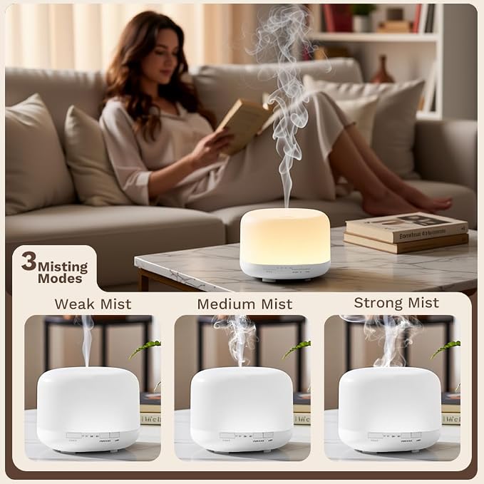 500ml Premium Essential Oil Diffuser, Quiet 4-in-1 Ultrasonic Aromatherapy - Image 5