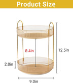 Asayuee 360 Rotating Gold Makeup Organizer, 2 Tier Large Capacity Rotating - Image 2