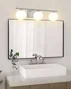 New Bathroom Vanity Light Fixtures 3 Lights Brushed Nickel Glass Shade Modern - Image 7
