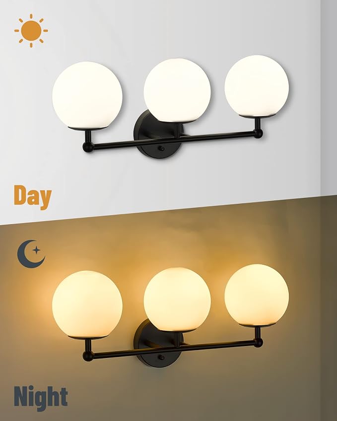 AKEZON 3-Light Black Bathroom Vanity Light Fixture, Modern Minimalist Vanity - Image 4