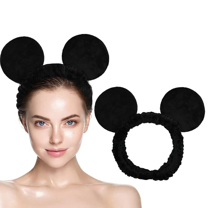 JIAHANG Mouse Ears Facial Spa Headbands, Coral Fleece Wash Face Hair Band by JIAHANG+Hair+Accessories