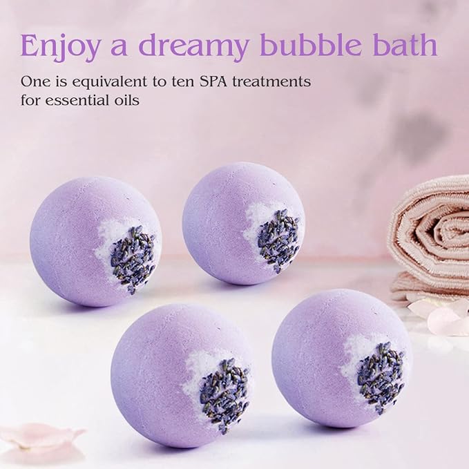Dried Flower Bath Bombs Salt Balls, Lavender Extract Essential Oils, - Image 2
