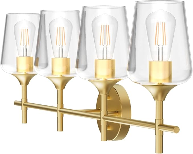Ralbay 4-Lights Gold Vanity Light Fixture Vintage Gold Vanity Lights Wall - Image 7
