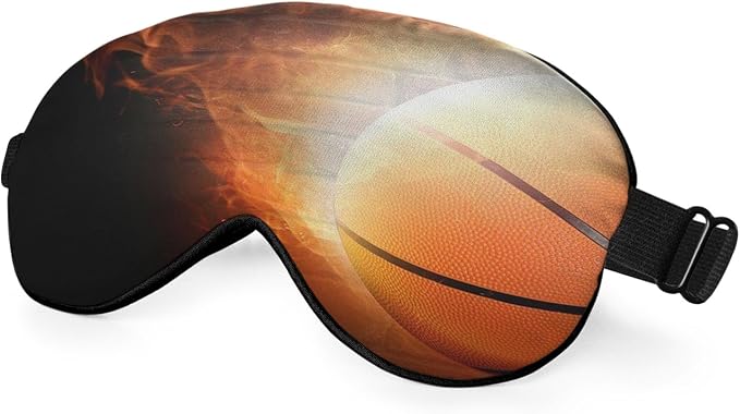 Fire Basketball Sleep Eye Mask Wall Funny Basketball Sports Silk Eye Mask by Unknown