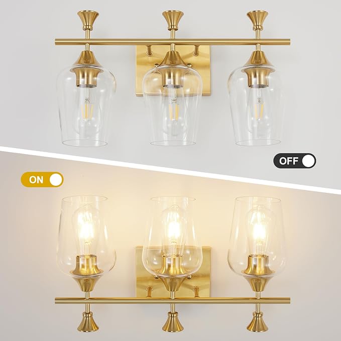 Bathroom Light Fixtures, Brushed Gold Vanity Lights - Image 2