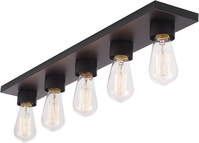 Globe Electric 5-Light Vanity Light, Matte Black, Modern Glam, Bathroom Fixture - Image 5