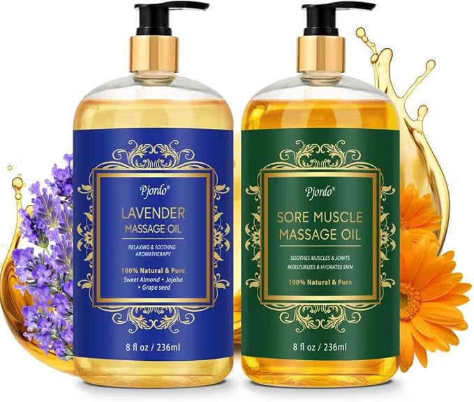 Pjordo 2 Pack Body Massage Oil for Massage Therapy, Sore Muscle Arnica Oil & by Pjordo