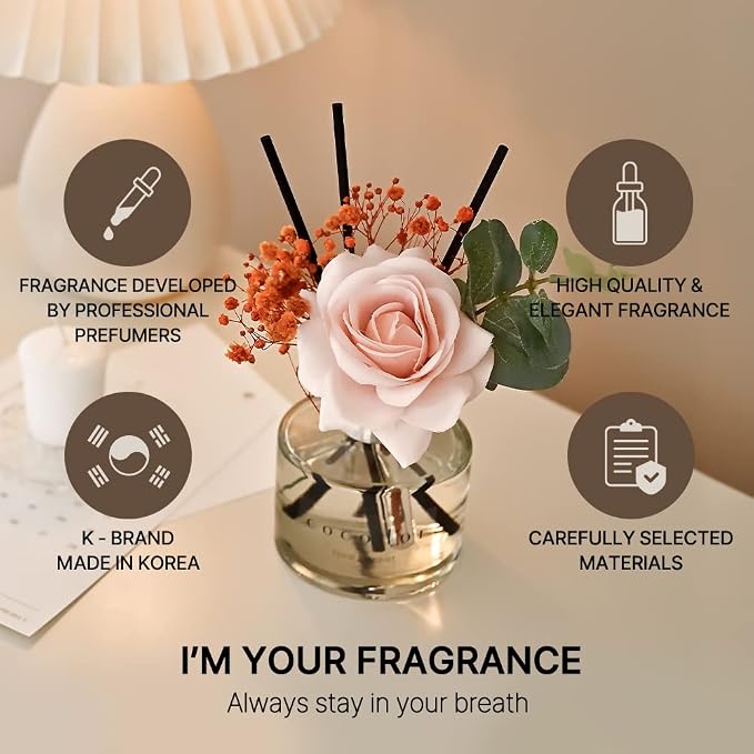 COCODOR Rose Flower Reed Diffuser/Lovely Peony/6.7oz/1 Pack/Reed Diffuser - Image 2