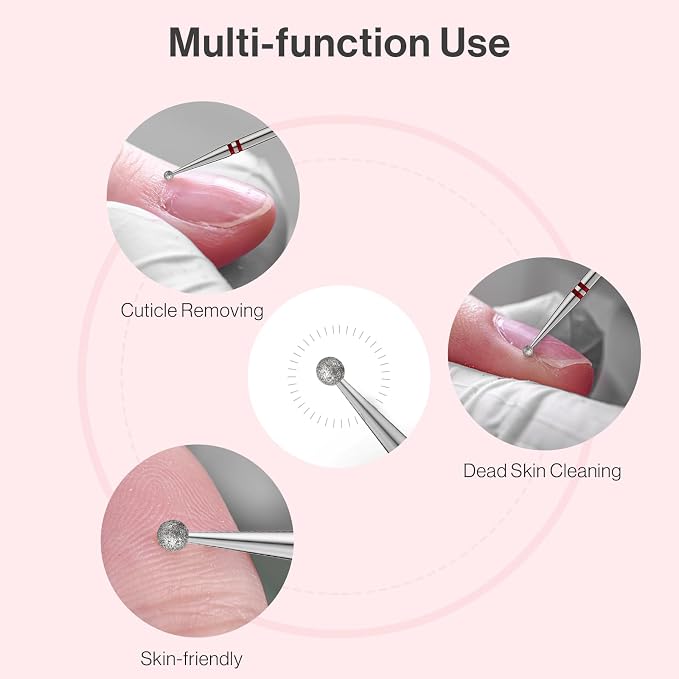 MelodySusie 1.8mm Ball Shape Cuticle Clean Nail Drill Bit 3/32'', Professional - Image 7