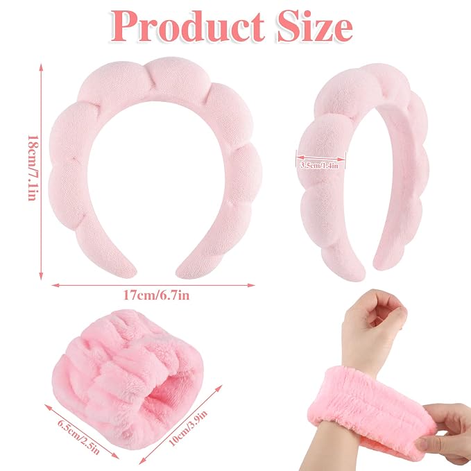 WSICSE Sponge Pink Spa Headband - Image 2