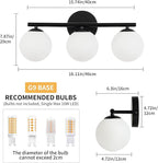 Black Globe Bathroom Light Fixtures 3-Light Vanity Light - Image 5