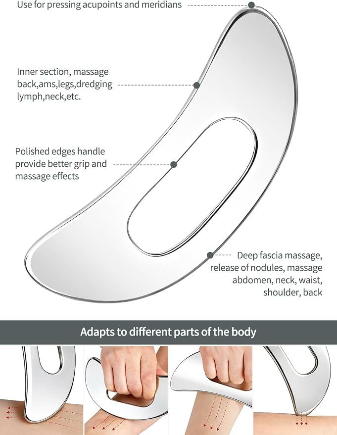 2-in-1 Stainless Steel Gua Sha Massage Tool Set, Muscle Scraper & IASTM Tools - Image 4