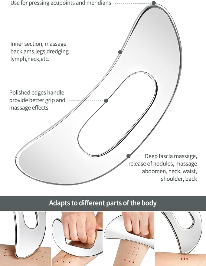 3-in-1 Stainless Steel Gua Sha Massage Tool Set, Muscle Scraper & IASTM Tools - Image 3