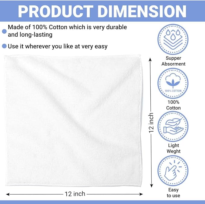 QUBA LINEN 100% Cotton Washcloth Set 24 Packs – Soft, Absorbent Face Towels - Image 7