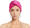 Pleated Fabric Swimming Cap Women Ladies Long Hair Swim Cap Ear Protecting by AYILUOBE