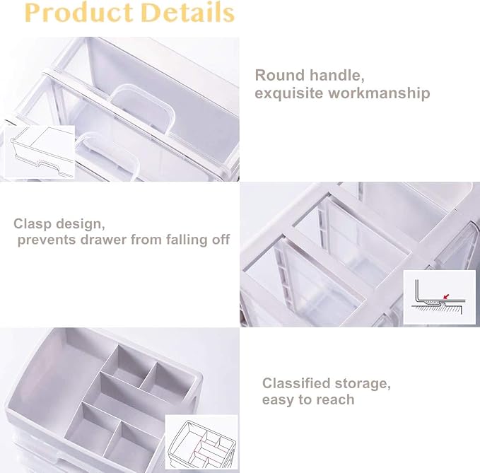 Simbuy Makeup Organizer with 3 Drawers, Bathroom Vanity Countertop Storage - Image 6