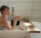 EcoDecors Eleganto 50" Live Edge Solid Teak Bath Caddy Tray - Image 8