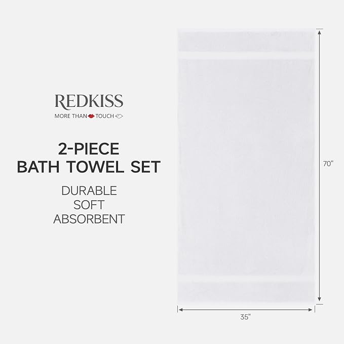 REDKISS 2 Pack 70"x35" Extra Large Cotton Bath Sheets - Image 3