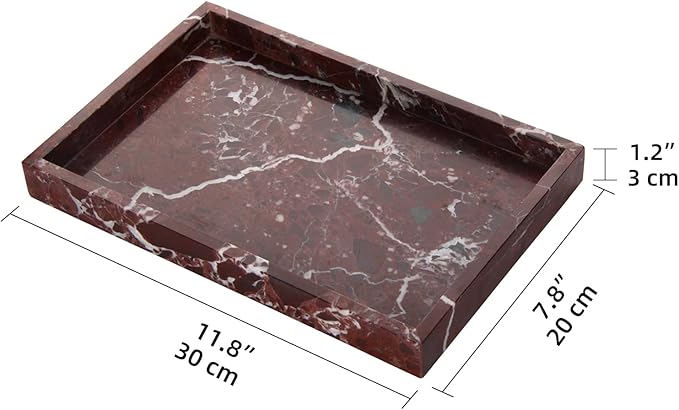 Marble Bathroom Vanity Tray, Natural Luxury Vanity Home Kitchen Bathroom Table - Image 2