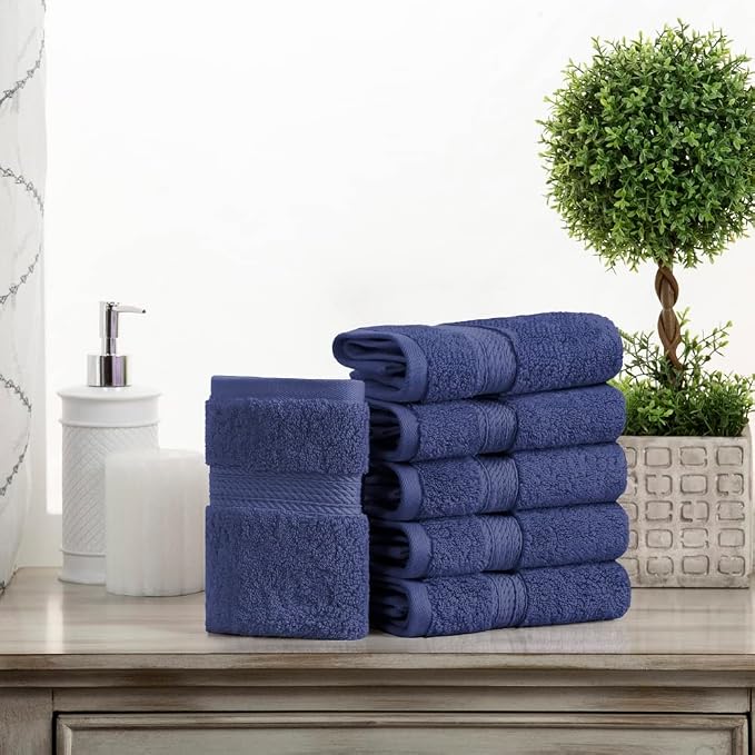 Superior Egyptian Cotton Pile Face Towel/Washcloth Set of 6, Ultra Soft Luxury - Image 2