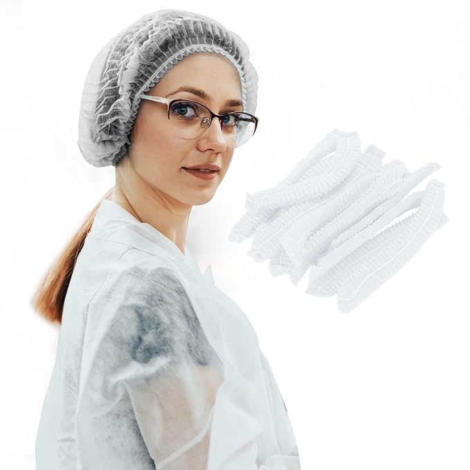 Wecolor 100 Pack 21" Disposable Nonwoven Bouffant Caps Hair Net by Buynow