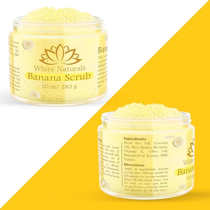 Organic Banana Body Scrub, Moisturizing and Exfoliating Salt Face & Body Scrub - Image 4